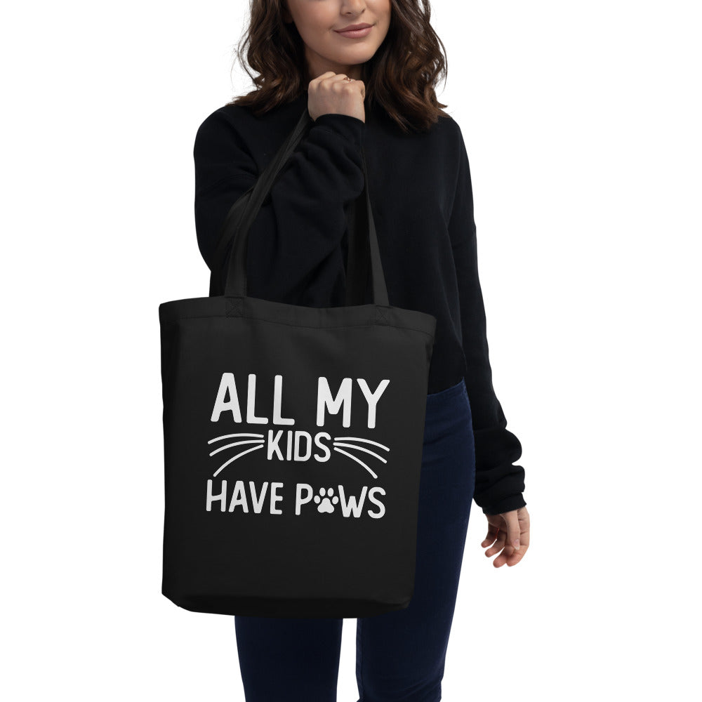 My Kids Have Paws Black Eco Tote Bag