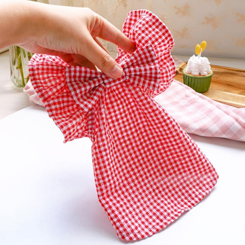 Summer Bowknot Gingham Dress