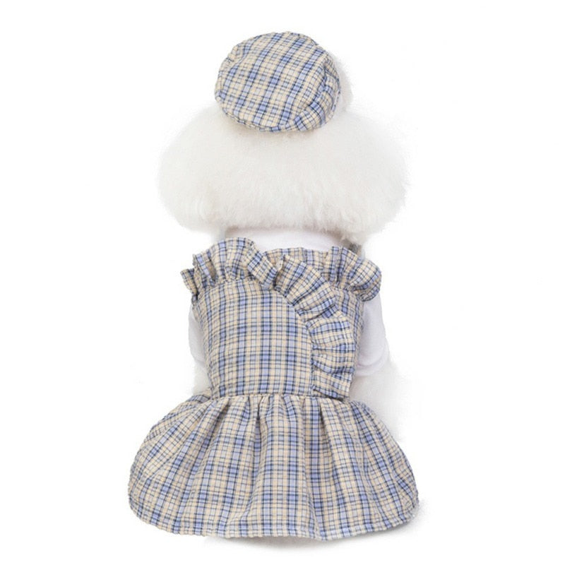 Preppy Checkered Dress With Beret