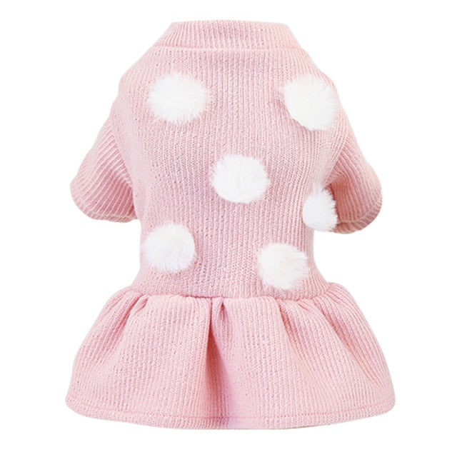 Pompom Sweater Dog Dress