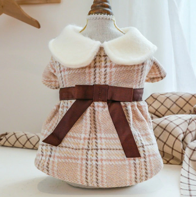 Classy Wool Plaid Pet Dress