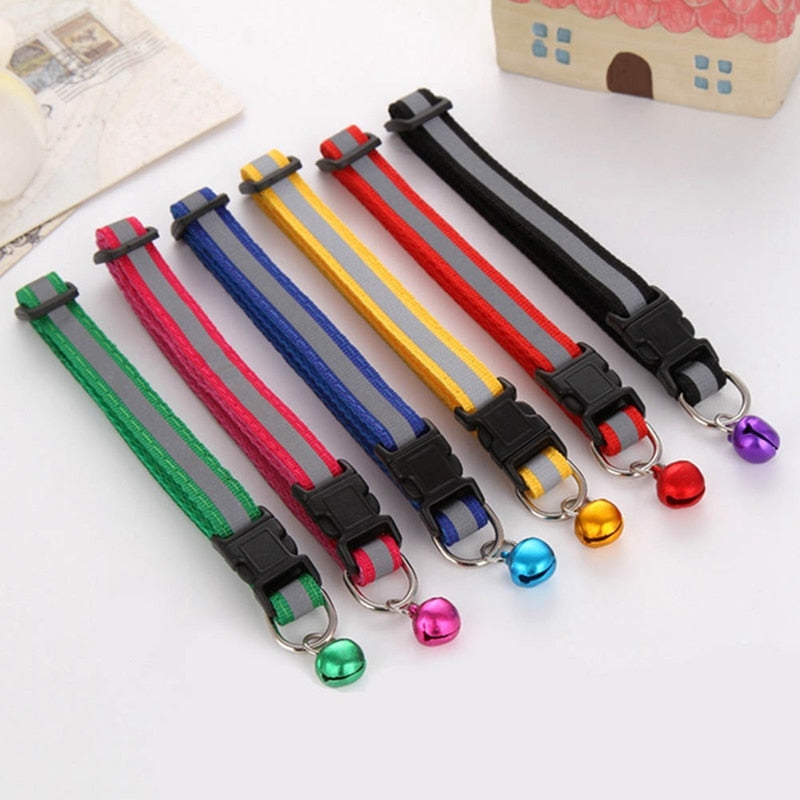 Cute Reflective Collar Buckle Bell with Adjustable Strap