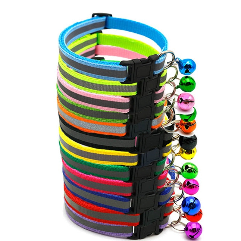 Cute Reflective Collar Buckle Bell with Adjustable Strap