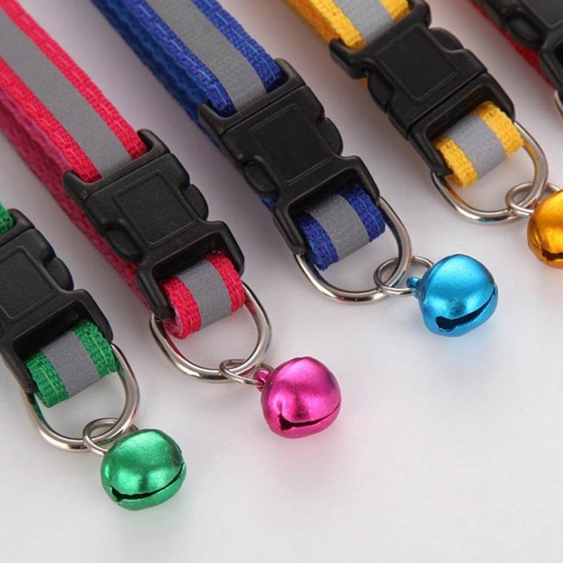 Cute Reflective Collar Buckle Bell with Adjustable Strap
