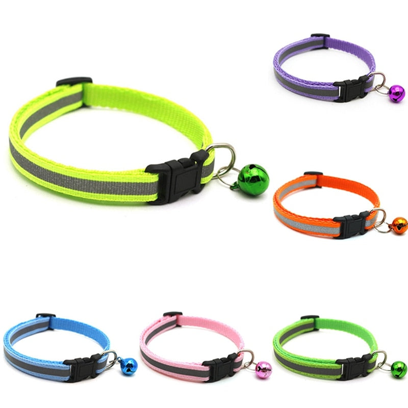 Cute Reflective Collar Buckle Bell with Adjustable Strap