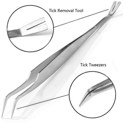 2 In 1 Stainless Steel Tick Removal Tweezers