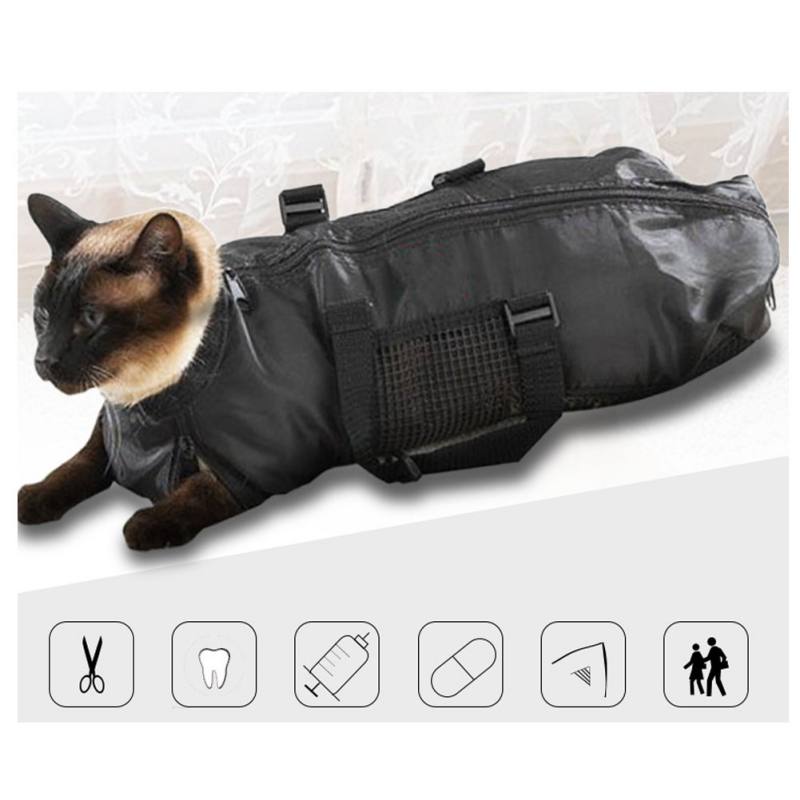 Adjustable Mesh Cat Grooming Bath Bag
