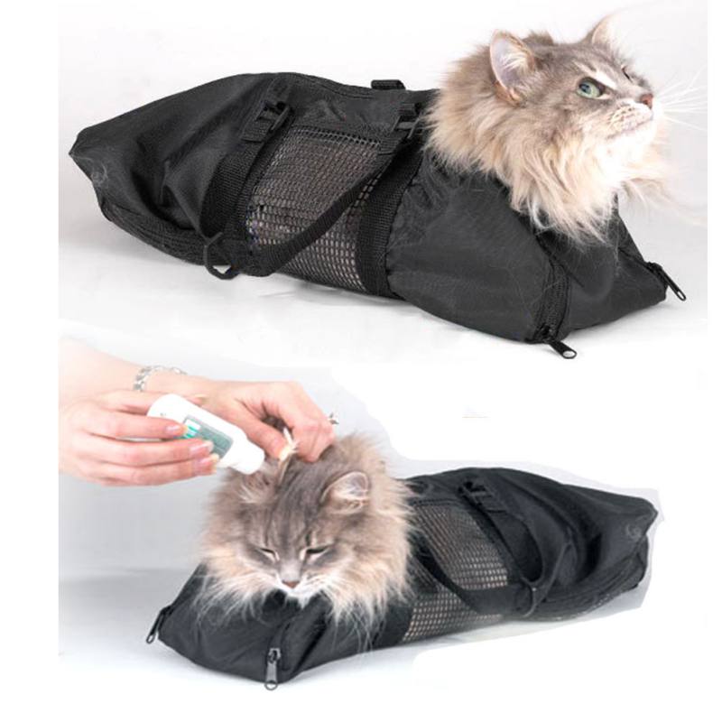 Adjustable Mesh Cat Grooming Bath Bag