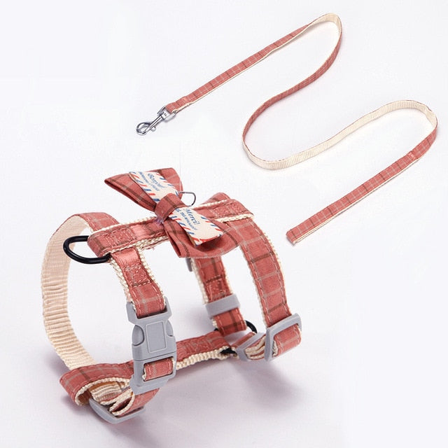 Cat Harness Bow Leash Set