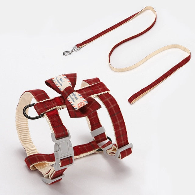 Cat Harness Bow Leash Set