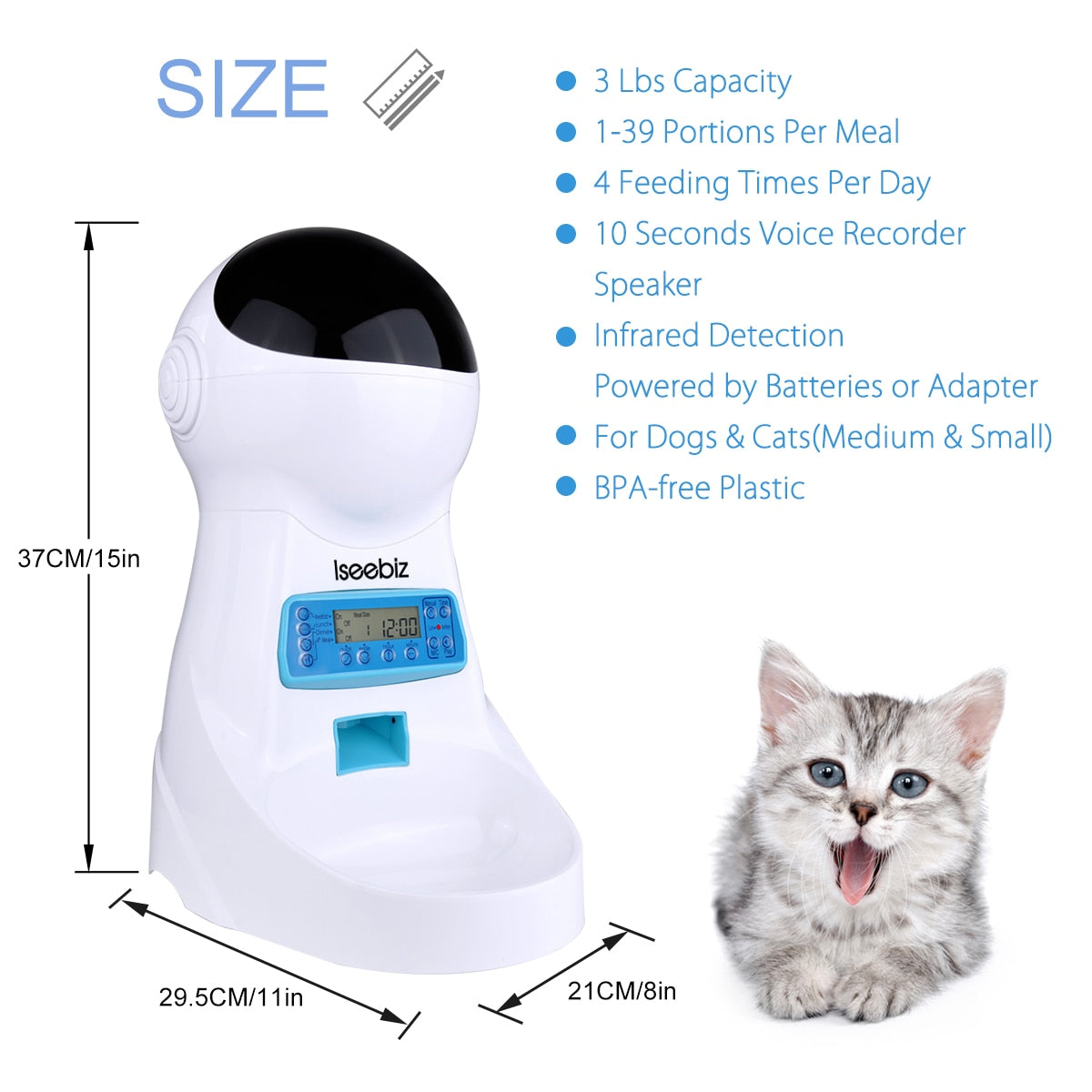 3L Automatic Pet Feeder With Voice Recorder Food Bowl