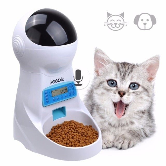3L Automatic Pet Feeder With Voice Recorder Food Bowl