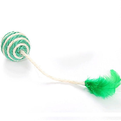 Sisal Ball With Feather Toy