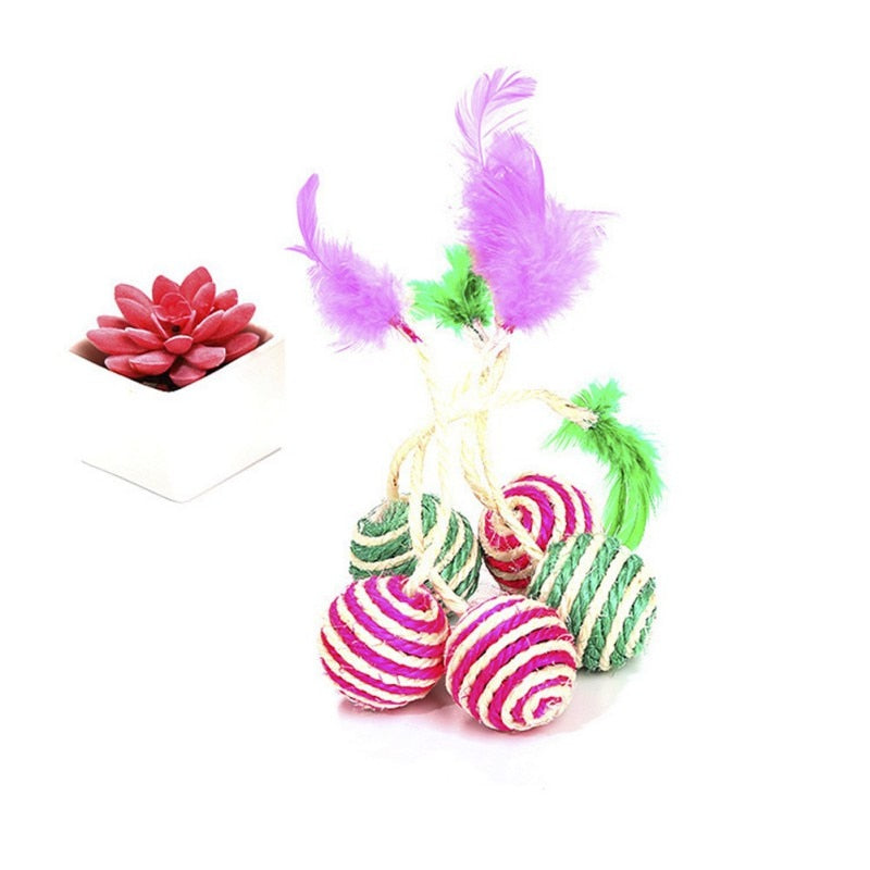 Sisal Ball With Feather Toy