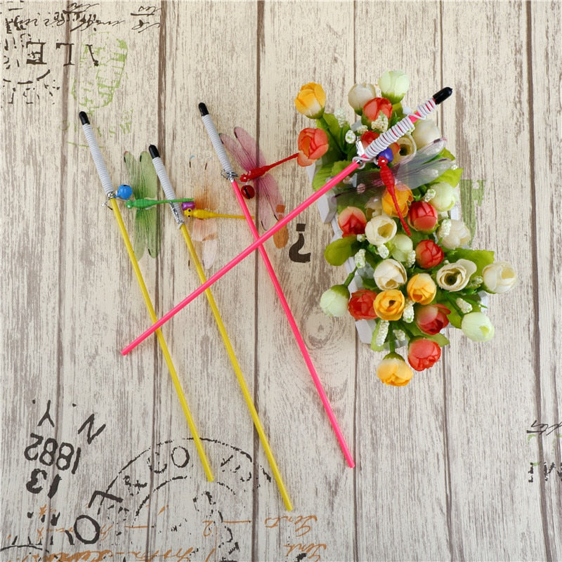 Dragonfly Rod Feather Stick Teaser Toys