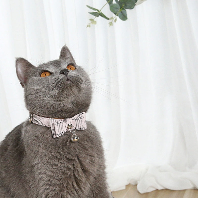 Checkered Bowtie Cat Collar