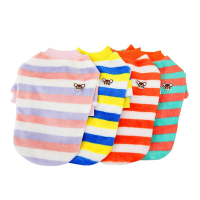 Cute Striped Printed Warm Fleece Pet Clothes