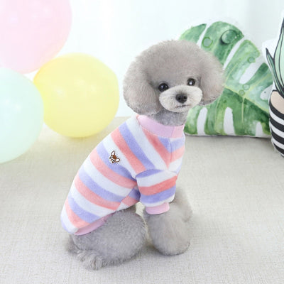 Cute Striped Printed Warm Fleece Pet Clothes