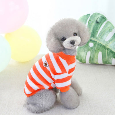 Cute Striped Printed Warm Fleece Pet Clothes