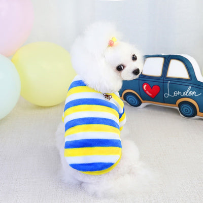 Cute Striped Printed Warm Fleece Pet Clothes