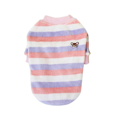 Cute Striped Printed Warm Fleece Pet Clothes