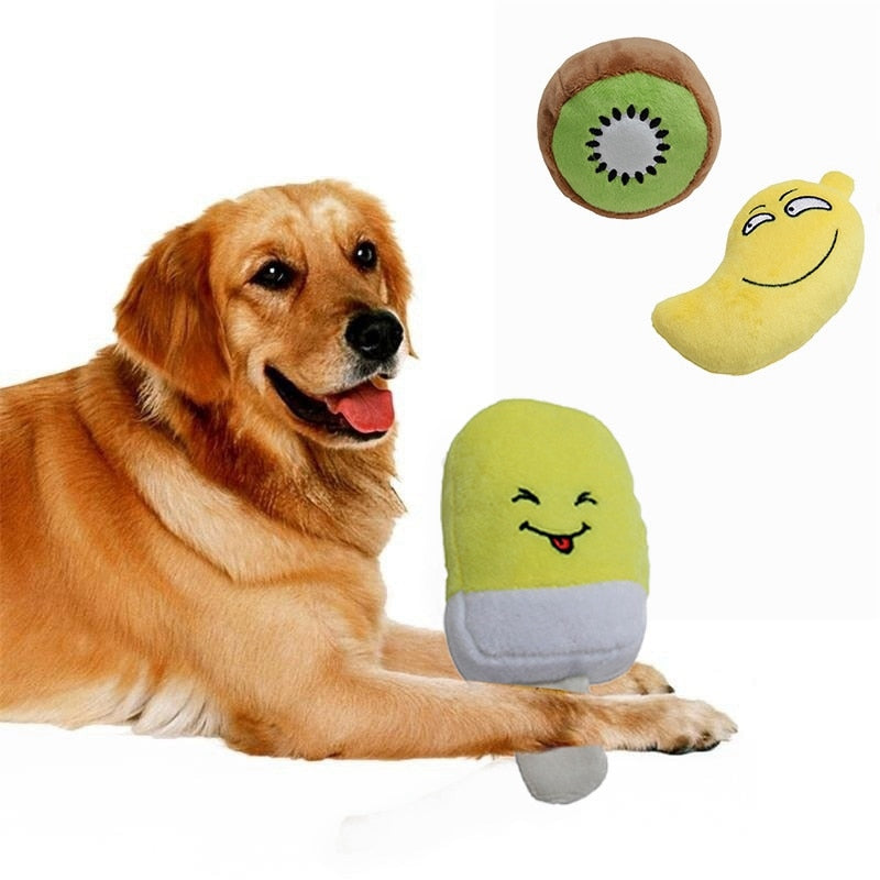 Plush Fruit Squeaky Bite-Resistant Dog Chew Toy