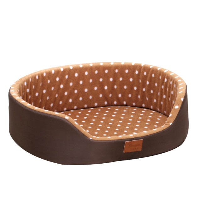 Pet Plush Bed in Polka Dot Print