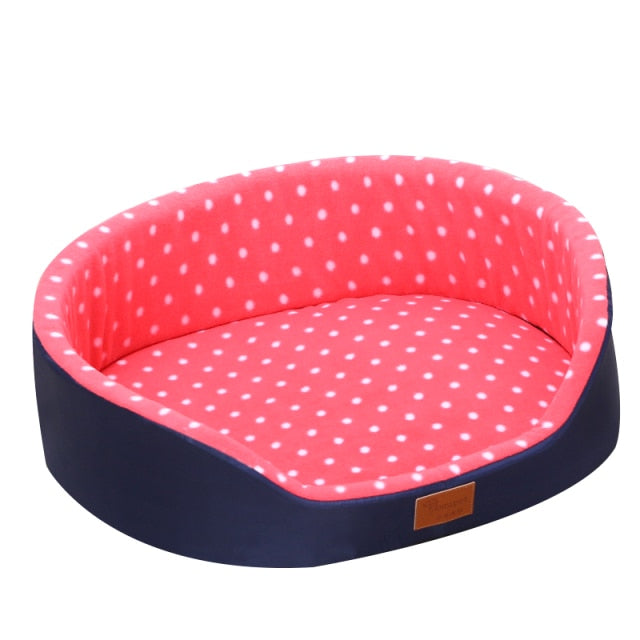Pet Plush Bed in Polka Dot Print