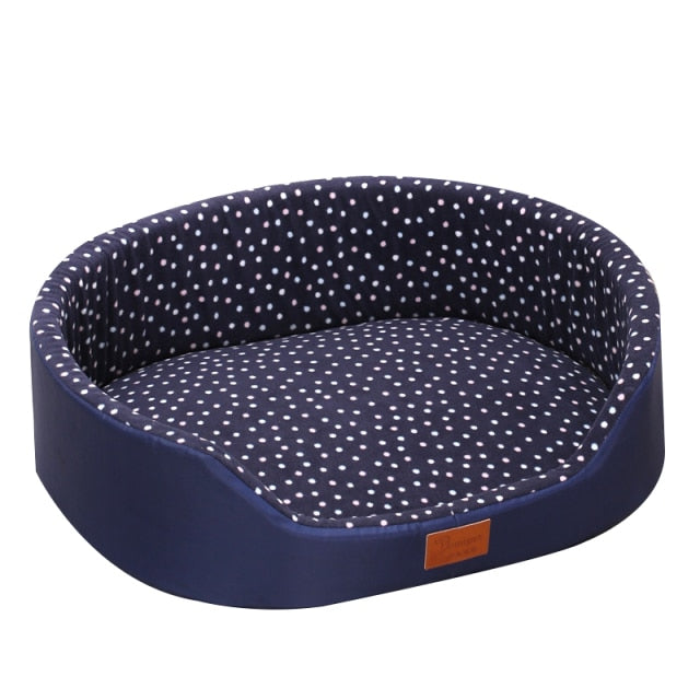 Pet Plush Bed in Polka Dot Print