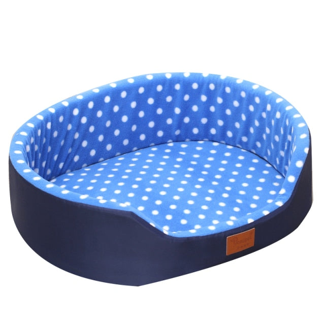 Pet Plush Bed in Polka Dot Print