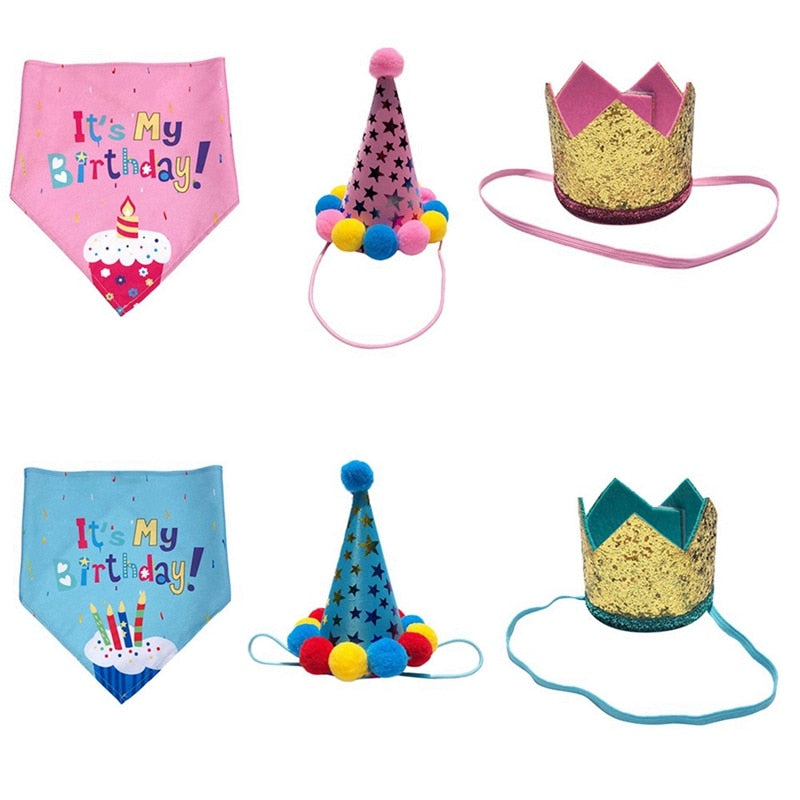 Cute Pet Cap and Bandana for Birthday Party Costume