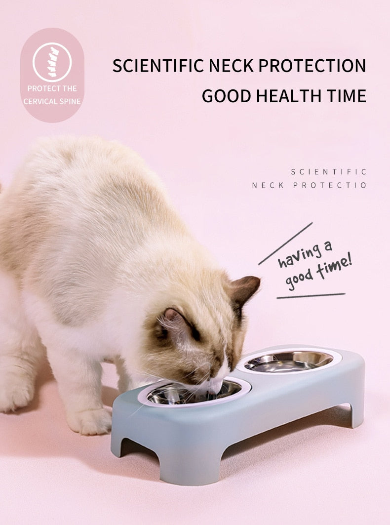 Pastel Double Cat Bowl