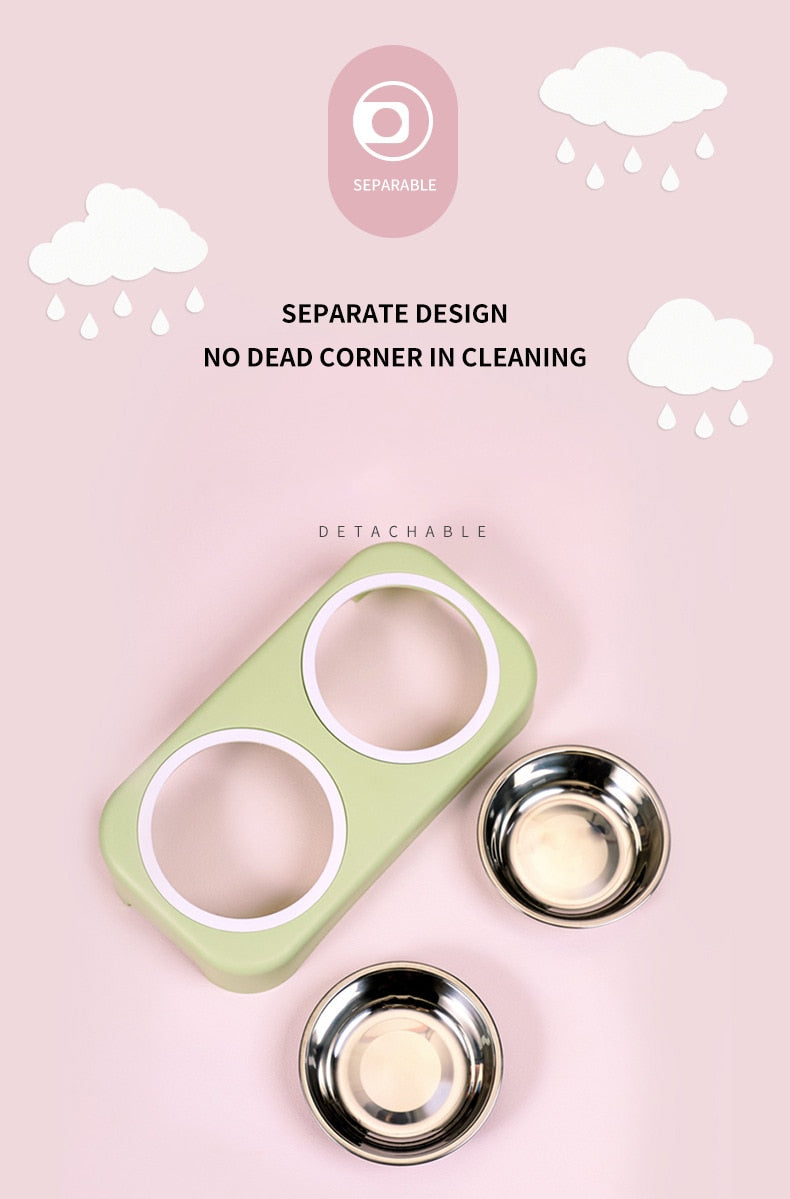 Pastel Double Cat Bowl