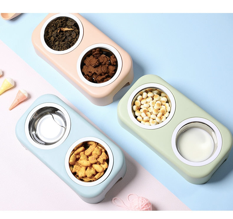 Pastel Double Cat Bowl