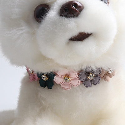 Bejewelled Flower Leather Collar Necklace