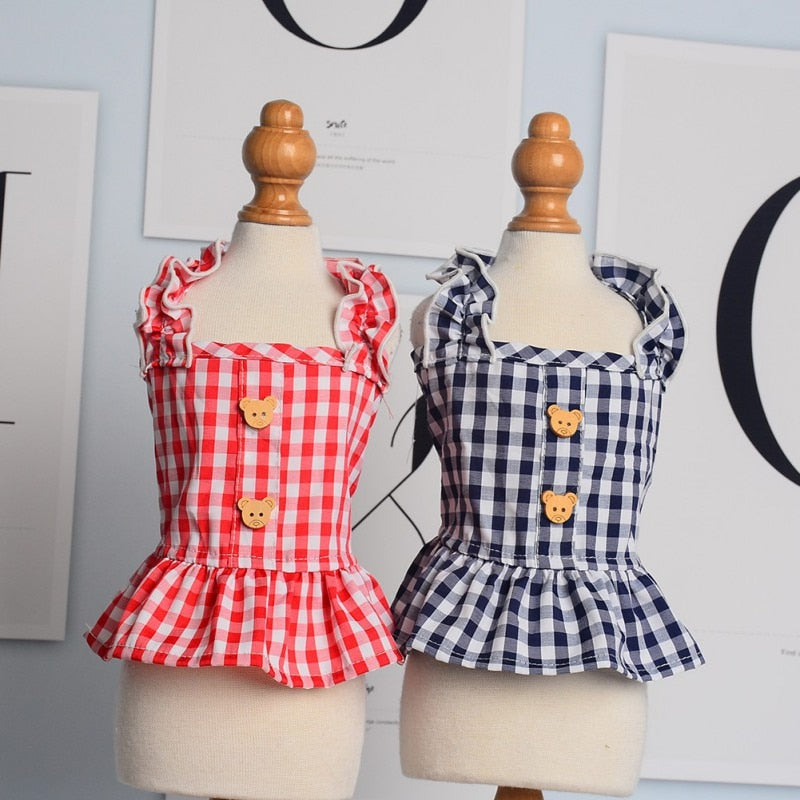 Summer Gingham Dog Dress Set