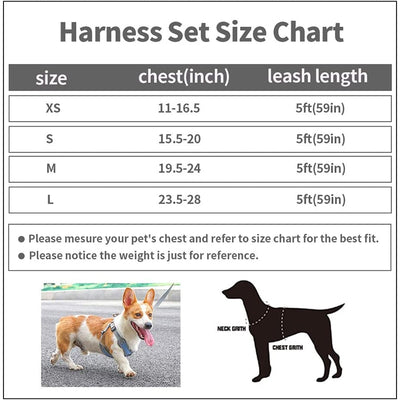Reflective Pet Harness And Leash Set