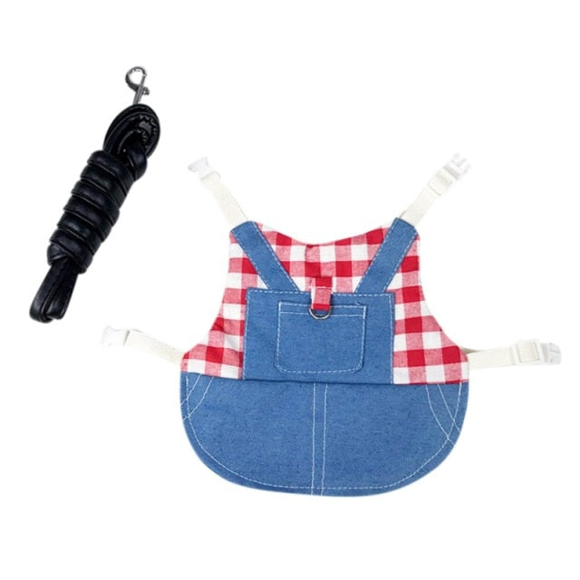 Small Pet Clothes Leash Set Strap Jeans Guinea Pig
