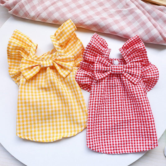 Summer Bowknot Gingham Dress