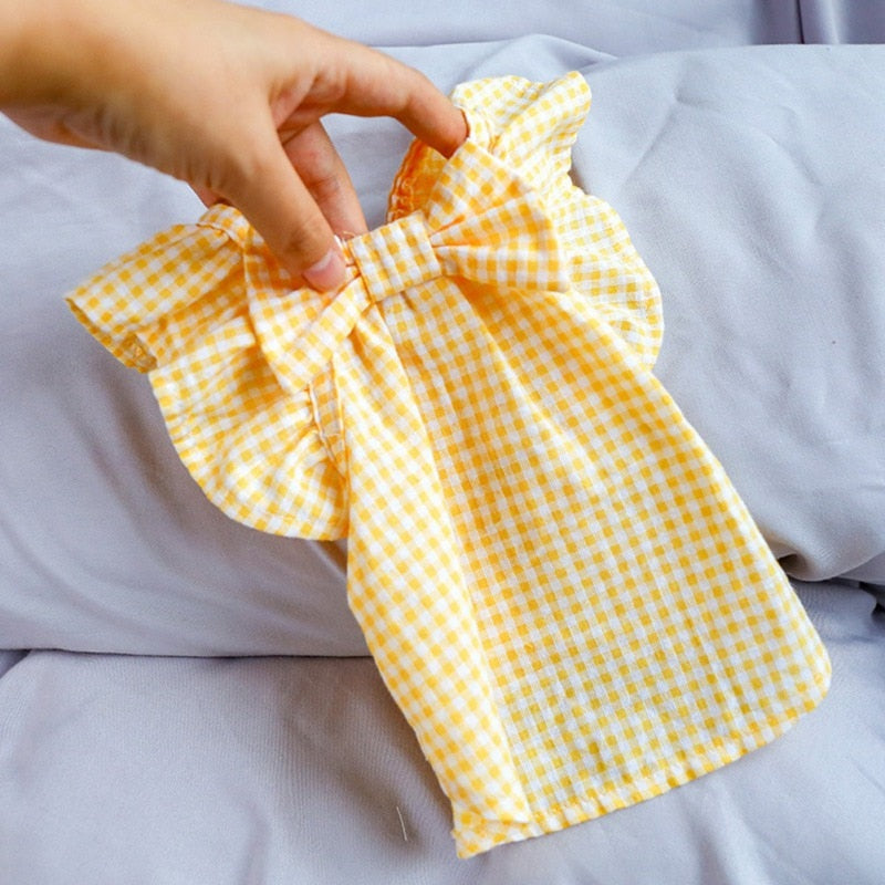 Summer Bowknot Gingham Dress