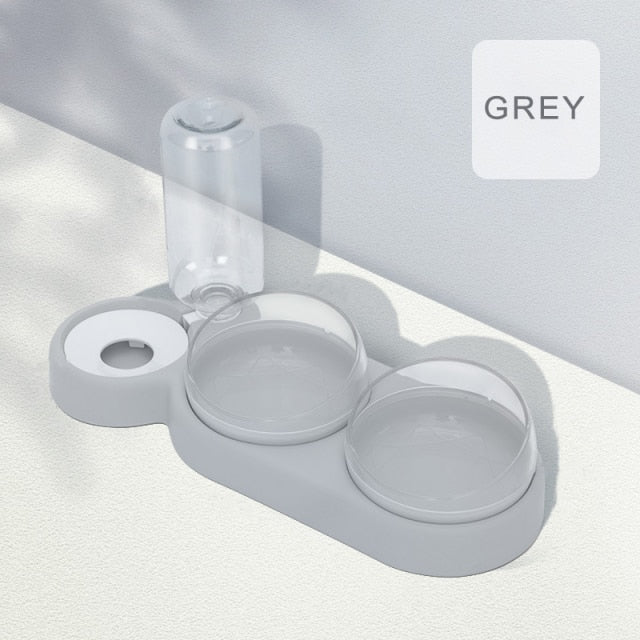 Double Pet Feeder Bowl With Automatic Water Container