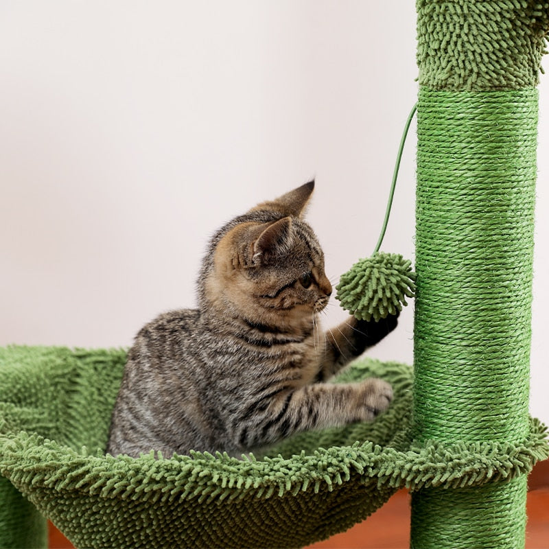 Cactus Cat Tree Toy with Ball Scratching Post