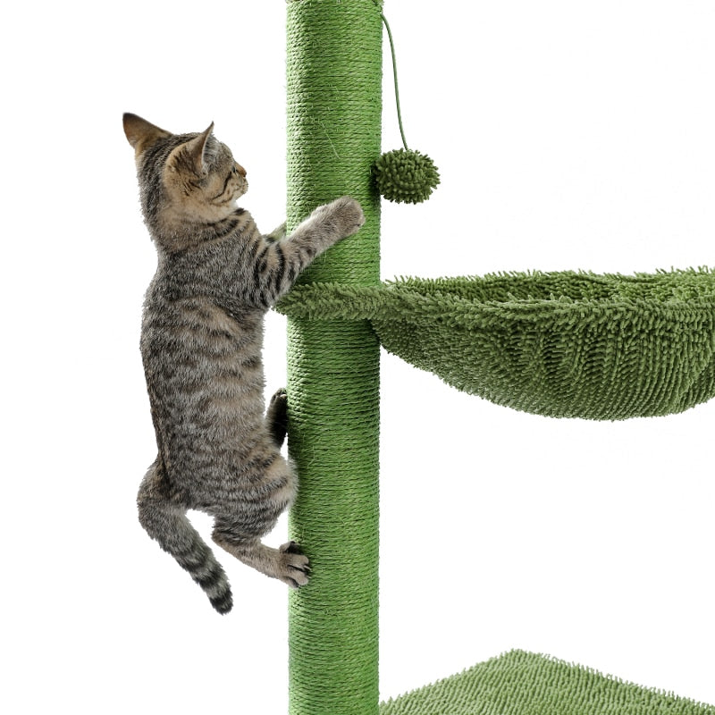 Cactus Cat Tree Toy with Ball Scratching Post