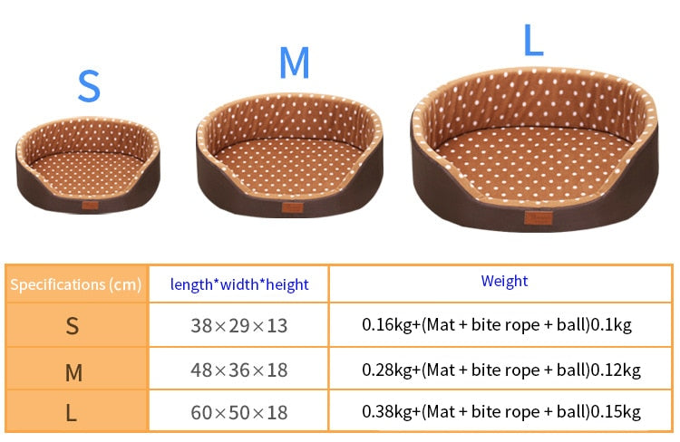 Pet Plush Bed in Polka Dot Print