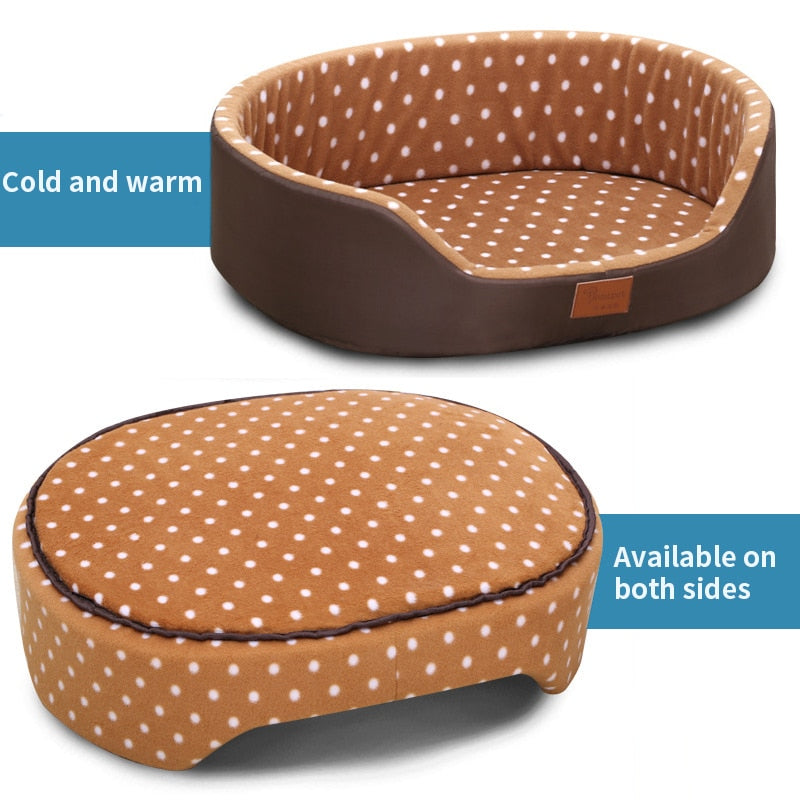 Pet Plush Bed in Polka Dot Print