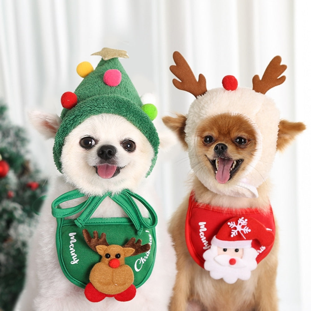 Christmas Pet Bandana and Head Piece