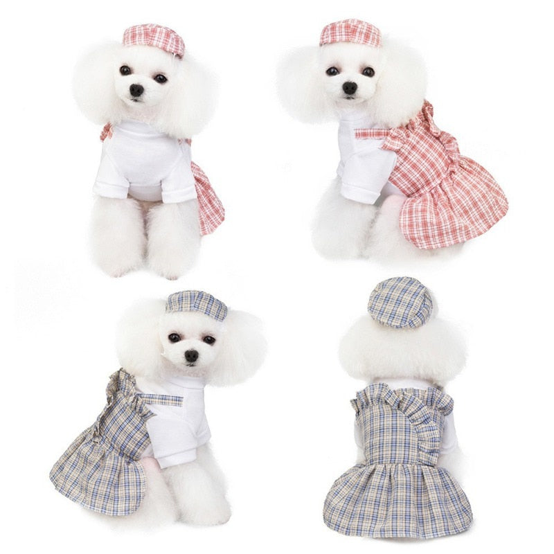 Preppy Checkered Dress With Beret