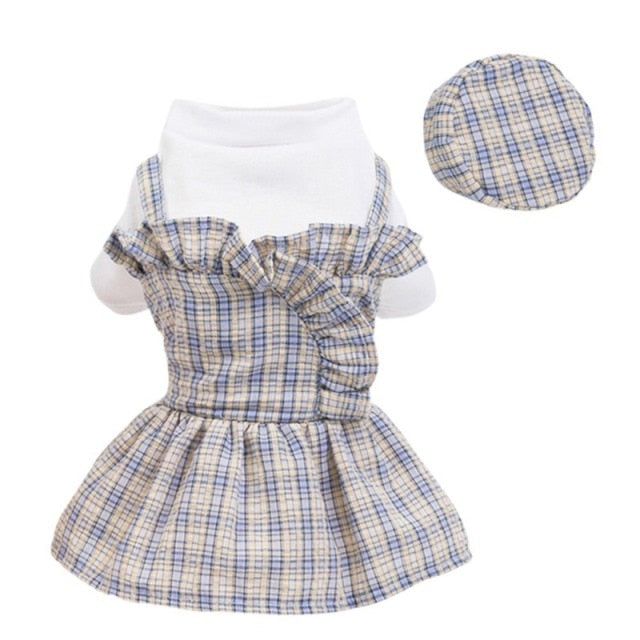 Preppy Checkered Dress With Beret