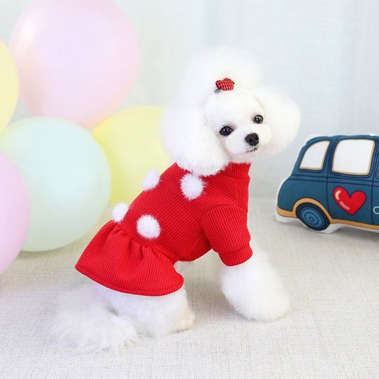 Pompom Sweater Dog Dress