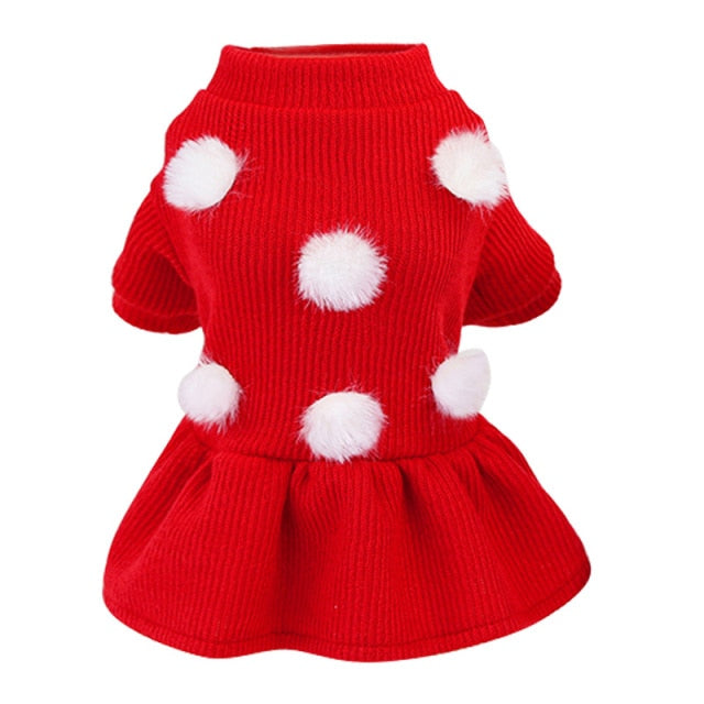 Pompom Sweater Dog Dress